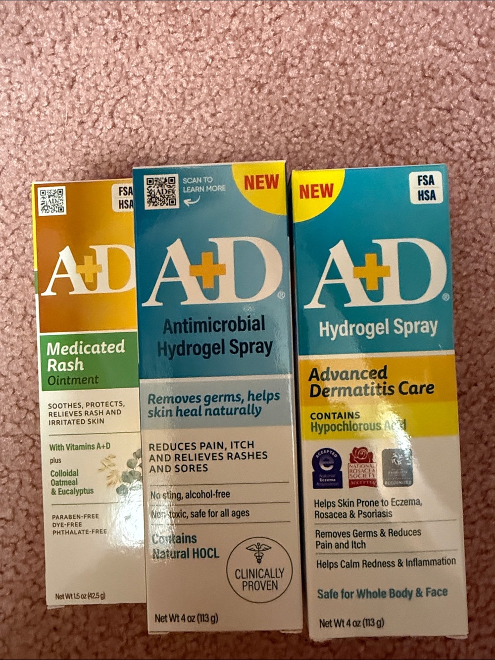 Antimicrobial Hydrogel Spray & Medicated Rash Ointment Trio